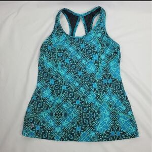 XS S ATHLETA zip pocket blue green mesh lined racerback tank top small 4 6